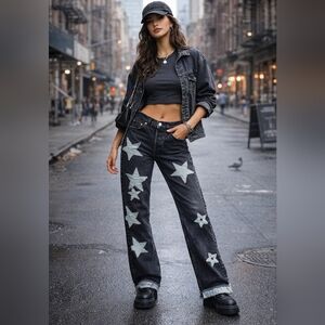 RE/DONE x Levi's Black Wash Star Appliqué Jeans